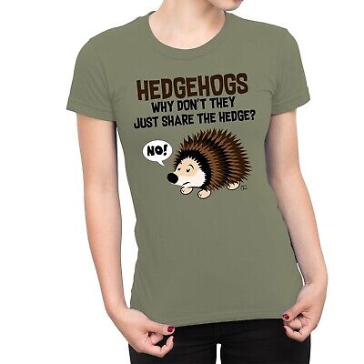 1Tee Womens Hedgehogs Why Don't They Just Share The Hedge T-Shirt