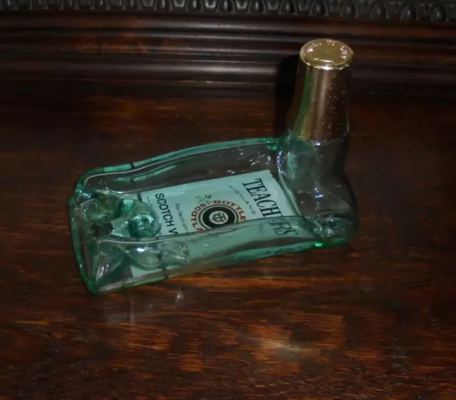Teachers Highland Cream Scotch Whiskey Green Glass Bottle Ashtray