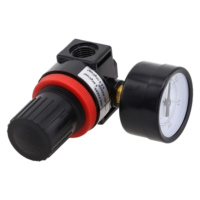 Régulateur De Pression Pour Compresseur D'air 1/4" - Manomètre, 3 Trous, Jusqu'à 12 Bars (175 PSI)