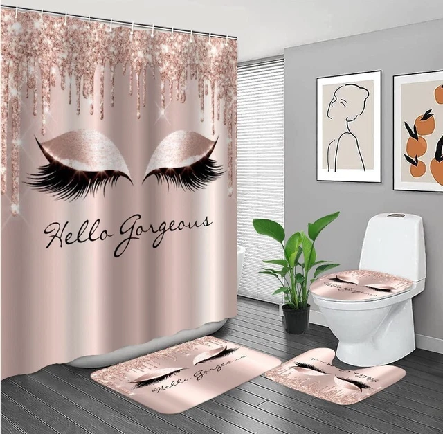 Hello Gorgeous Eyelash Bathroom Sets,  Shower Curtain Sets