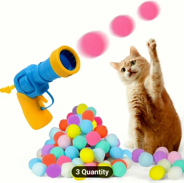 MINI TOY GUN With Soft Balls For Cats & Kittens £3.49 PicClick UK