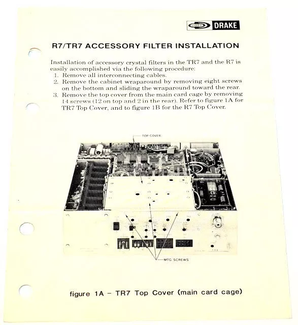 Original Drake R7 / Tr7 Accessory Filter Installation Instructions - 6 Sided