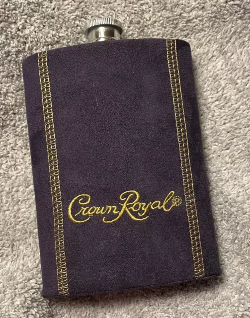 Crown Royal Flask ~ Stainless Steel 8 oz w/ Purple Dustbag