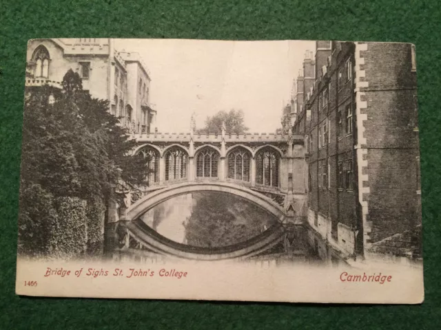 Cambridge Bridge of Sighs St Johns College posted 1909 vintage postcard