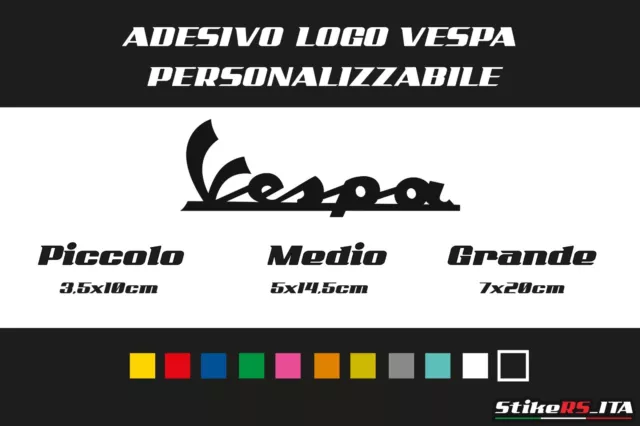 Logo Vespa Scritta  Adesivo in Vinile Moto Scooter Casco Parete 2pz