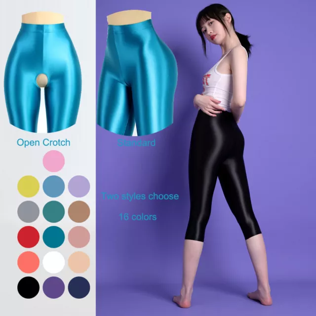 SEXY WOMEN'S LEGGINGS Yoga Fitness Jeggings Satin Glossy Opaque