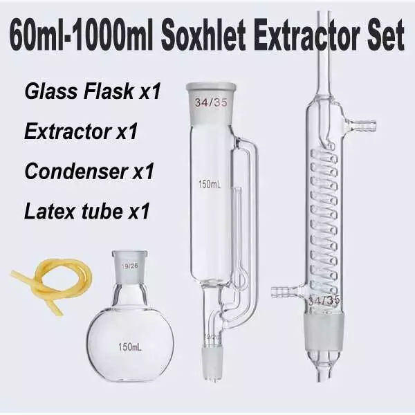 Laboratory 60ml - 1000ml Teaching Soxhlet Extractor Biology Glassware Extraction