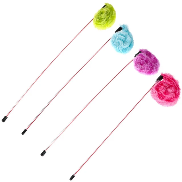 4 pz teaser gatto peluche gatto bacchetta magica giocattolo gatti colori vivaci