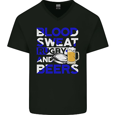 Scotland Blood Sweat & Beers Rugby Scottish Mens V-Neck Cotton T-Shirt