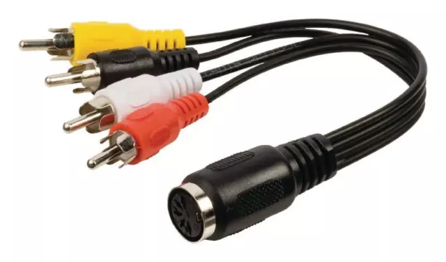 Câble adaptateur audio din à connecteurs 4x rca mâles vers din 5 broches femelle