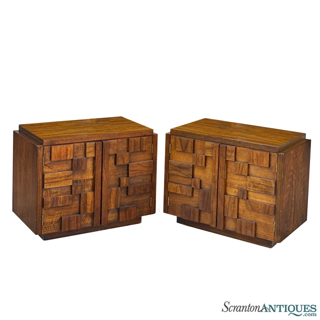 Mid-Century Brutalist Lane Staccato Walnut End Table – A Pair Mid-Century Brutalist Lane Staccato Walnut End Table – A Pair