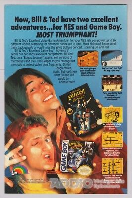 Bill & Ted's video game '90s PRINT AD Keanu Reeves Nintendo advertisement 1991