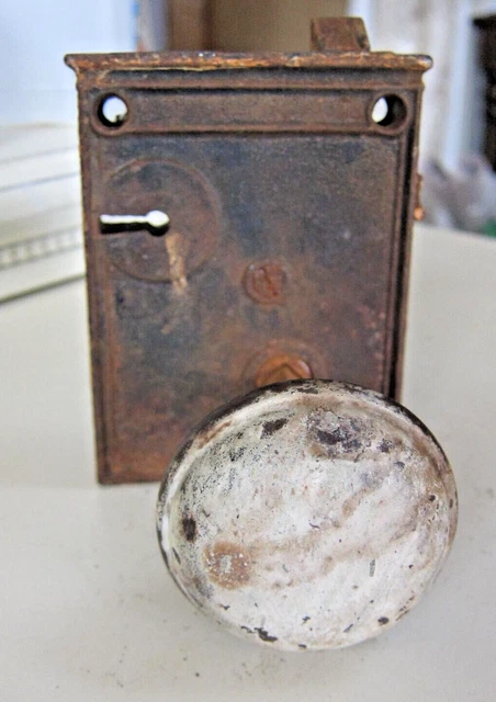 Vintage Antique Steam Punk Victorian Era Door Knob Handle w/Cast Iron?  Plate