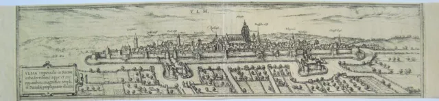 Ulm Baden-Württemberg echter alter  Braun und  Hogenberg Kupferstich 1580