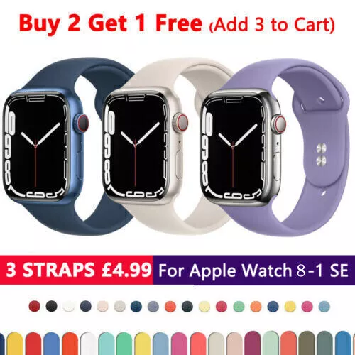 For Apple Watch Series 8 7 6 5 4 SE Silicone Band iWatch Strap 40/44/41/45/49mm