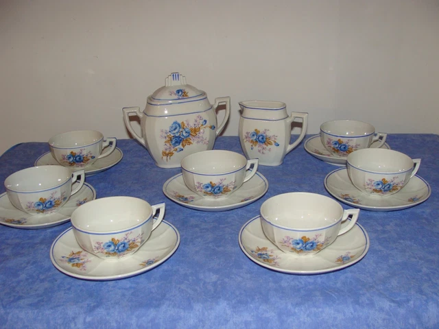 ANCIEN SERVICE A Cafe En Porcelaine Ms France 7 Tasses + Sucrier+