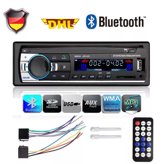 Single 1 Din In-dash Auto Radio Stereo USB/TF Bluetooth FM AUX-IN MP3 Player DHL