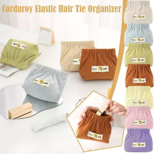 Corduroy Elastic Hair Tie Organizer Corduroy Elastic Bag J9V3 LipstickBa B1B4