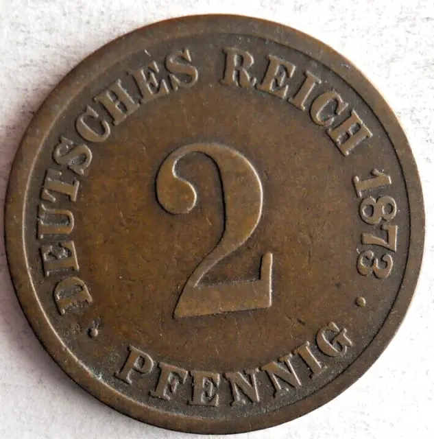 1873 D German EMPIRE 2 PFENNIG - Excellent Coin German Bin #12