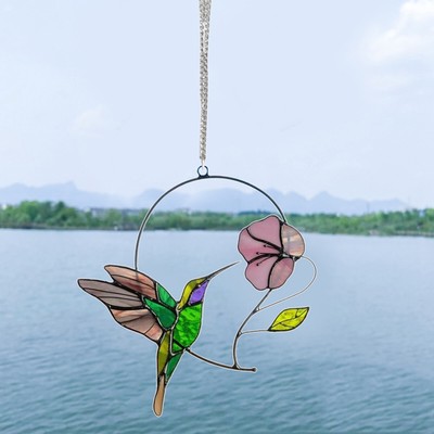 Oiseau Suncatcher Vitraux Fenêtre Tentures Furtivement Colibri Décoratif 