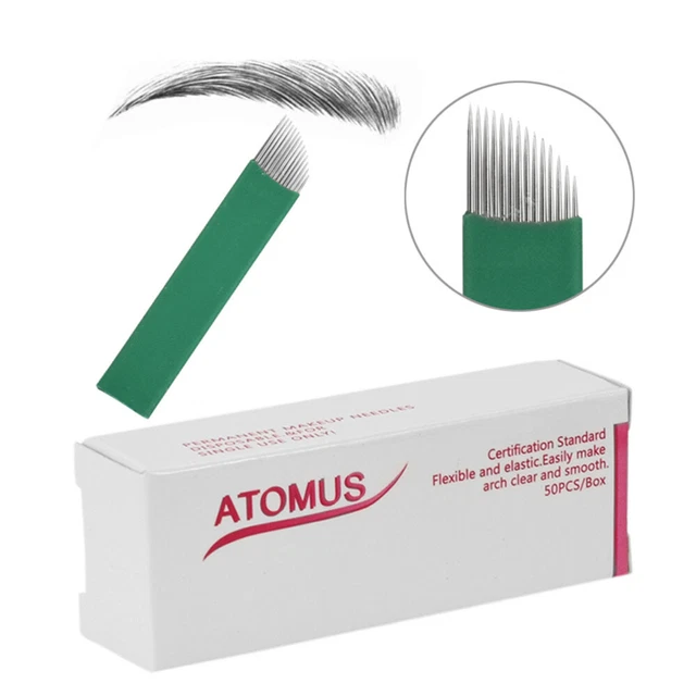 50 Pcs Disposable Sloped Needle Eyebrow Needles Set Eyebrow 10