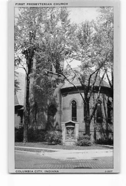 Old Postcard of FIRST PRESBYTERIAN CHURCH  COLUMBIA CITY INDIANA