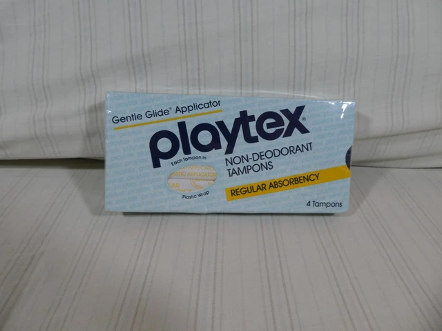Tampones Playtex 1985 vintage 4 absorbentes regulares sellado de fábrica utilería P2
