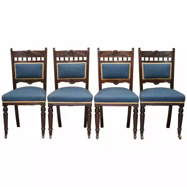 Stunning Suite Of Original Solid Mahognay Victorian Maple & Co Dining Chairs