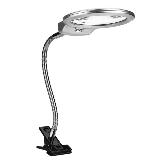 Table Lamp LED Magnifying Glass Desk Clip Clamp Flexible Magnifier Adjustable