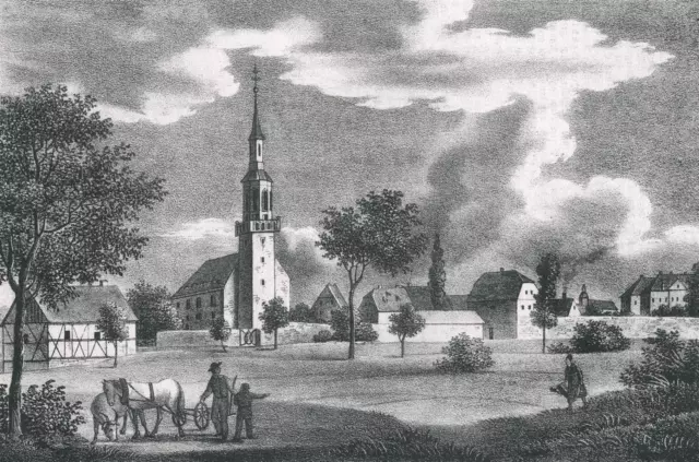 REIBERSDORF - 2. Ansicht - Sachsens Kirchen-Galerie - Lithographie 1840