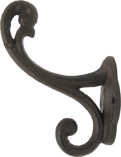 Ashes to Beauty Cast Iron Hooks Rustic Brown Design Scroll Coat Hooks, Set of 6
