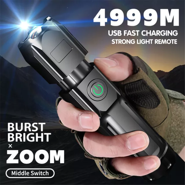 Waterproof USB Rechargeable 990000LM CREE LED Tactical Flashlight Torch Zoomable