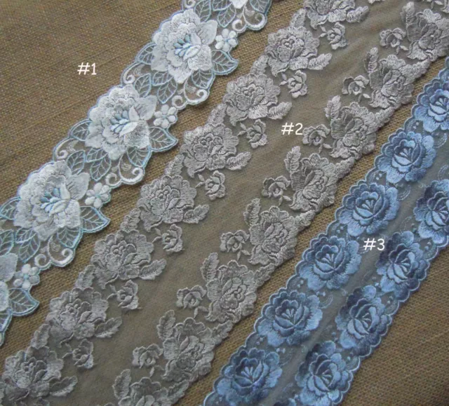 2y - 5 yards 3 Pattern Mesh Lace with Embroidered  Floral 836