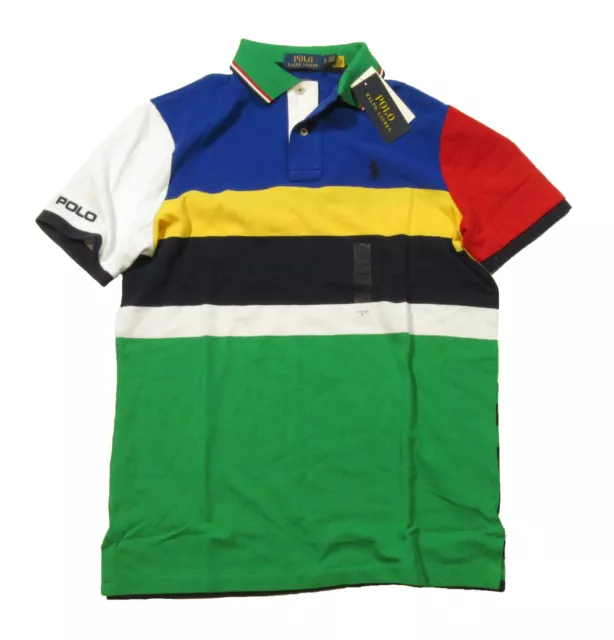 Polo Ralph Lauren Big & Tall Men's Blue Multi Colorblock Short Sleeve Polo Shirt