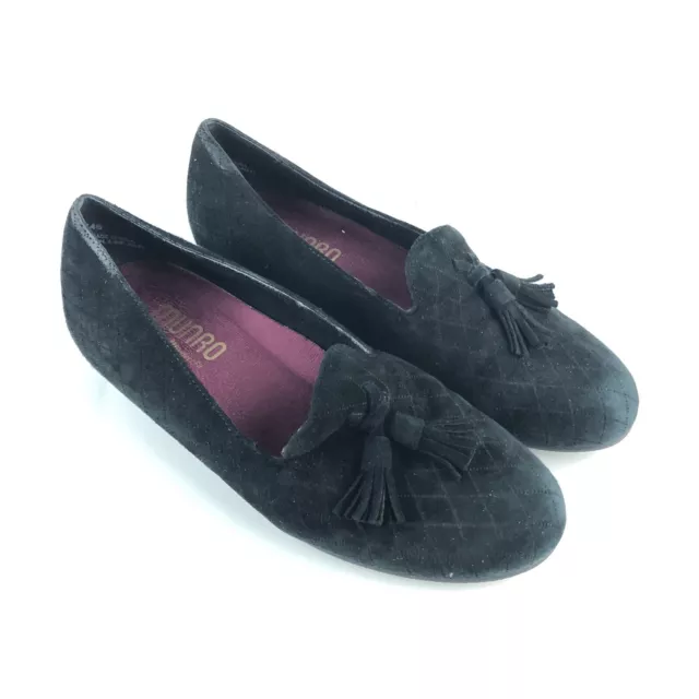 Munro Tallie Tassel Black Suede Flat Loafer Slip on US 6.5 M Made In USA SH2 2