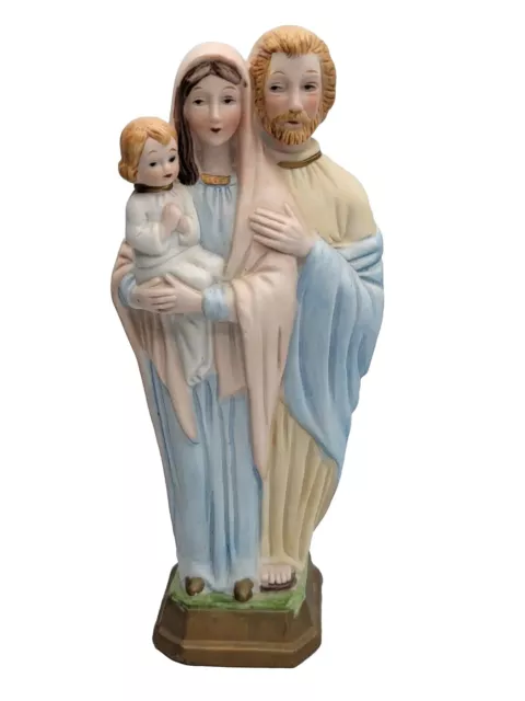 Holy Family Statue Figurine Baby Jesus Mary And Joseph Porcelain 8.5" H Vintage