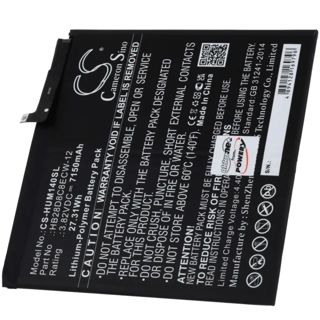 Batteria per Tablet Huawei BAH3-AL00 3,82V 7150mAh/27Wh Li-Polimero Nero