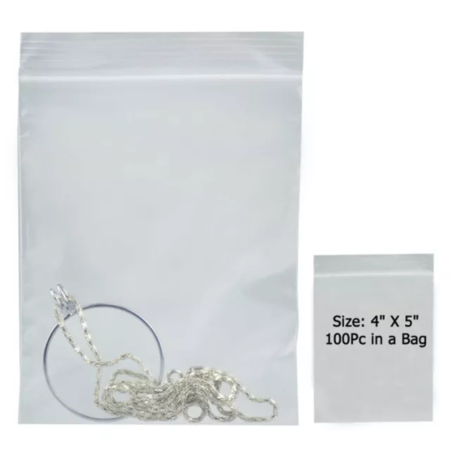 100 Transparent Réutilisable Sacs Fermeture Éclair Joint Plastique Poly Baggy