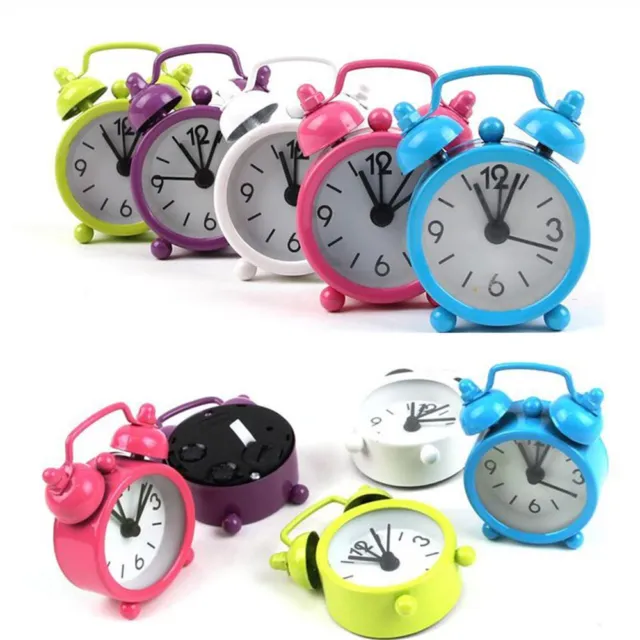 Creative Retro Cute Mini Alarm Clock Table Clock Round Digital Quartz Clock
