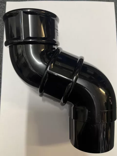 Gutter swan neck down pipe spout round rainwater offset bend 68mm black 112