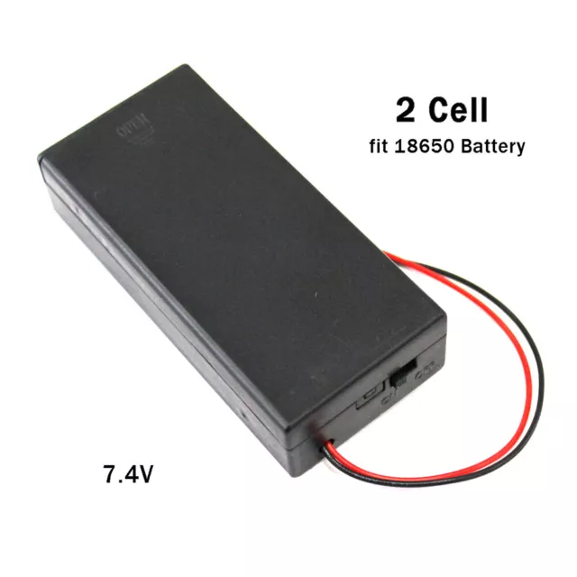Batterie-/Akku-Halter für 2x Zelle 18650 Akkus mit Kabel + Gehäuse + Schalter
