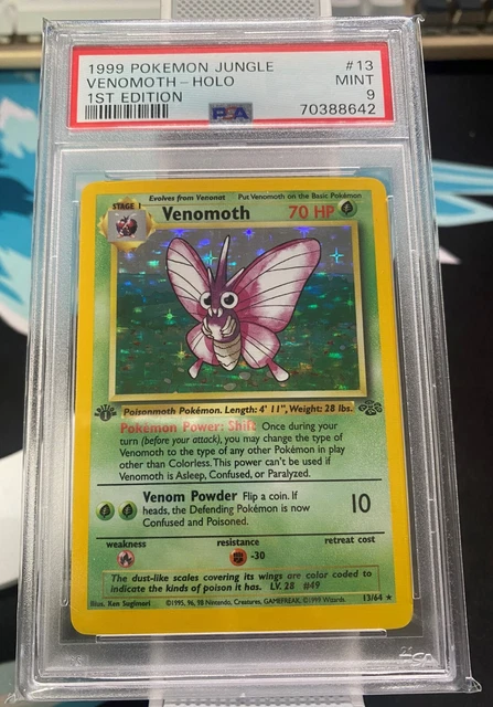 PSA 9 MINT - 1999 Pokemon 1st Edition Jungle Venomoth Holo 13/64 #13