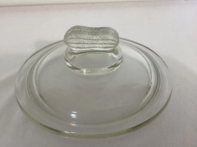 Vintage Mr. Peanut Clear Glass Lid With Peanut Filial Handle - Lid Only