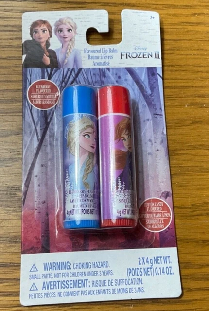 DISNEY FROZEN II 2-PC BLUEBERRY And COTTON CANDY Flavor LIP BALM 0.14 OZ. EACH