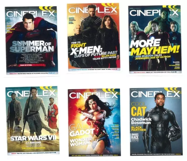 Lot of your choice of 5 Tribute / Cineplex magazines from Canadian movie theater