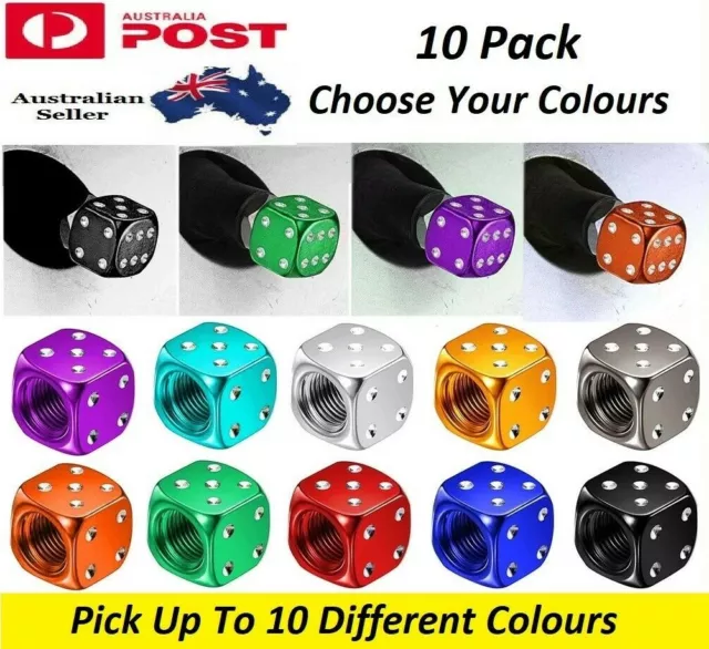 Car Truck Bicycle Motorcycle Tire Tyre Valve Stem Metal Caps 10 Pack Mixed Dice