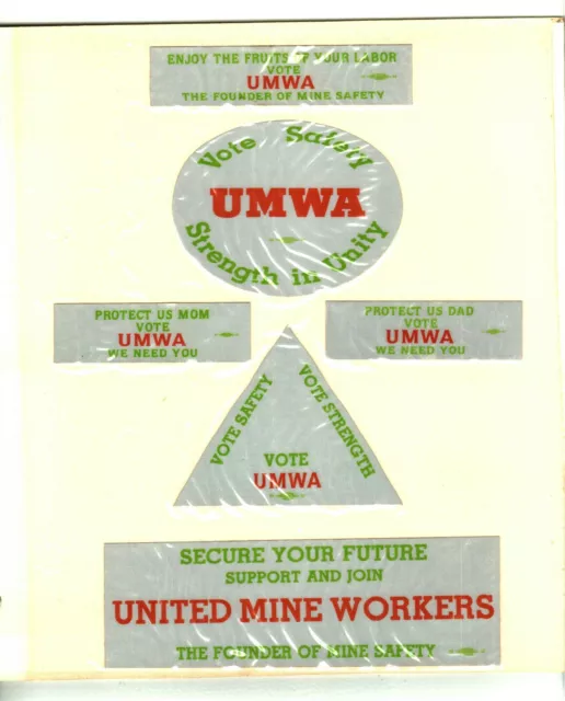 Nice Set Of 6  Umwa Coal Mining Stickers # 512