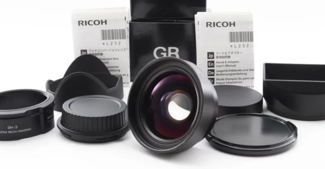 Ricoh GW-3 Wide Angle Conversion Lens w/ GH-3 Hood Adapter [Near Mint] #1515A