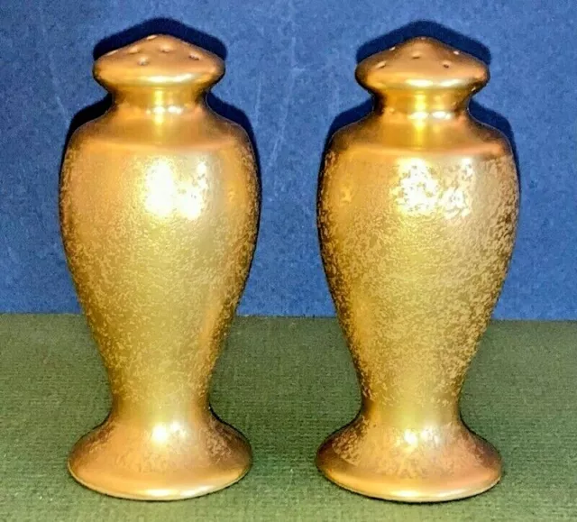Vintage Pickard Gold Encrusted China Salt & Pepper Shakers with Corks