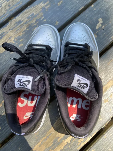 Size 10.5 - Nike SB Dunk Low QS x Supreme Metallic Silver 2019